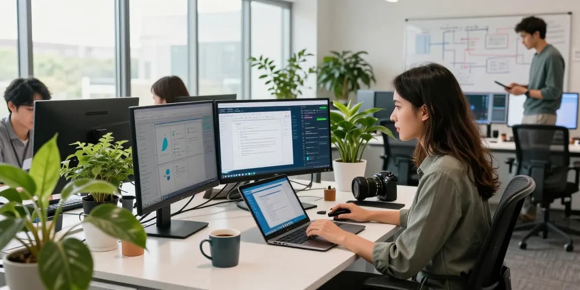 WPS Official Website user interface showcased in a modern coworking space with professionals collaborating.