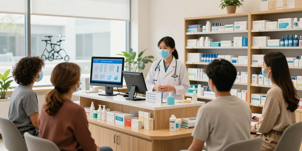 Starkman medical supplies showcased in a welcoming healthcare store with a professional assisting customers.